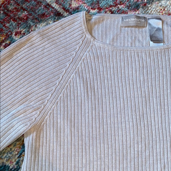 Light Grey Short Sleeve Ribbed Top - Picture 2 of 5